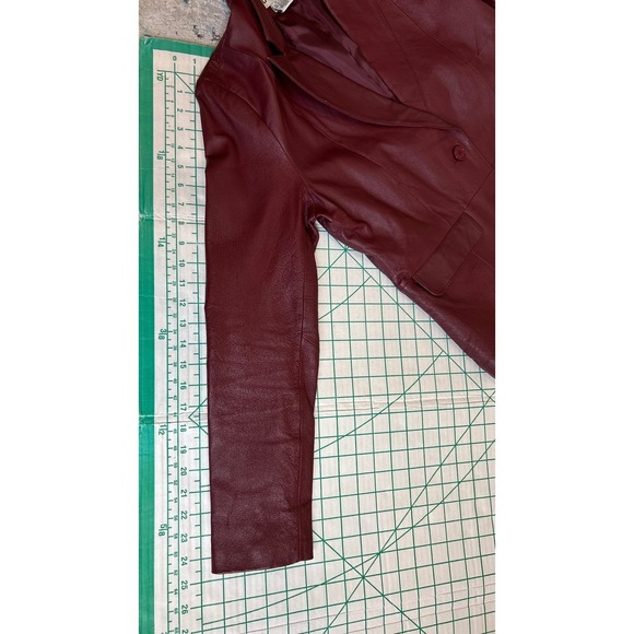 Bagatelle Vintage Size 10 Red Burgundy Leather Blazer Jacket Wine Monica Goth - Picture 9 of 12